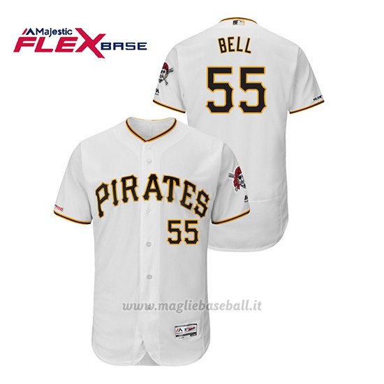Maglia Baseball Uomo Pittsburgh Pirates Josh Bell 150th Aniversario Patch Flex Base Bianco
